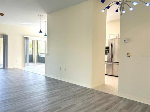 Living room looking into kitchen