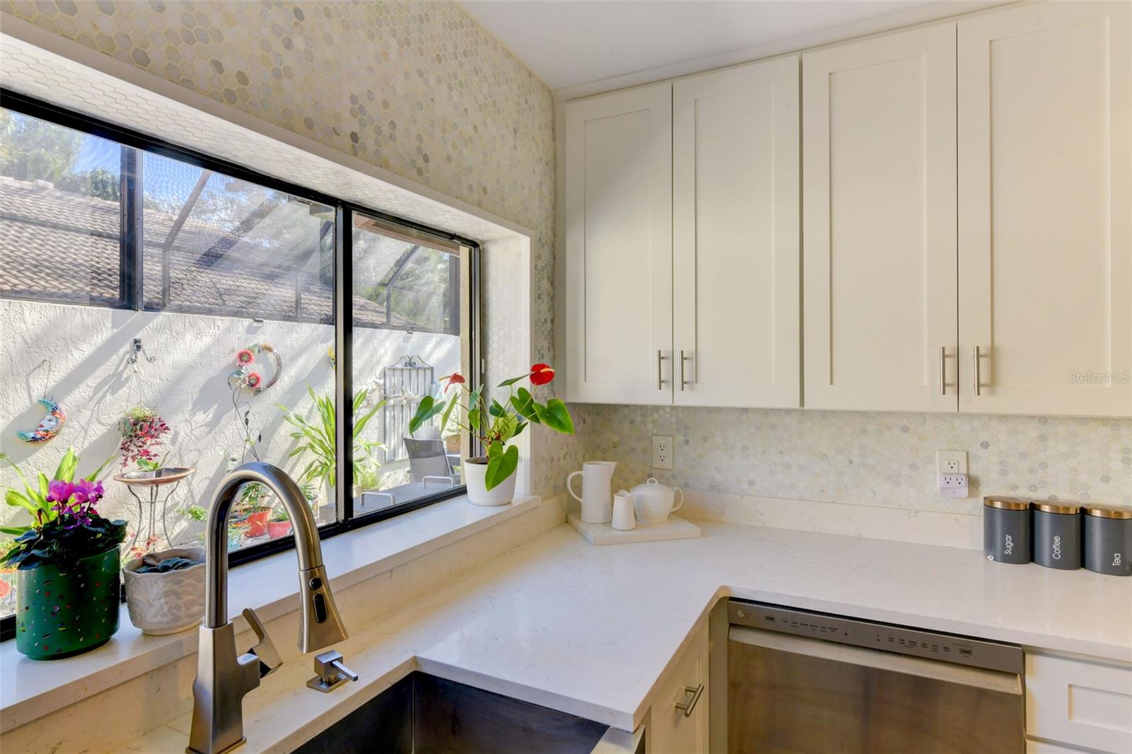 Lovely to work in this kitchen with a view of the side porch