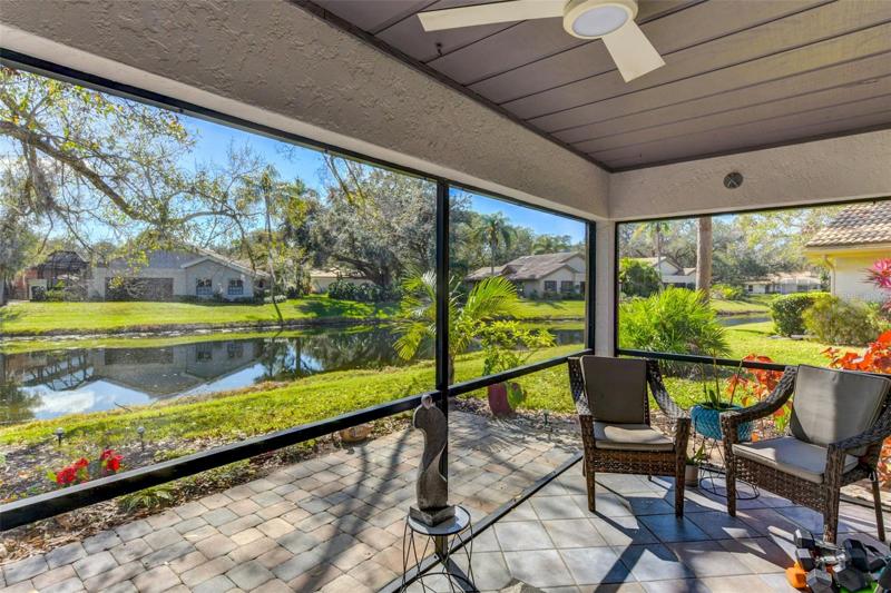 Back porch with ceiling fan