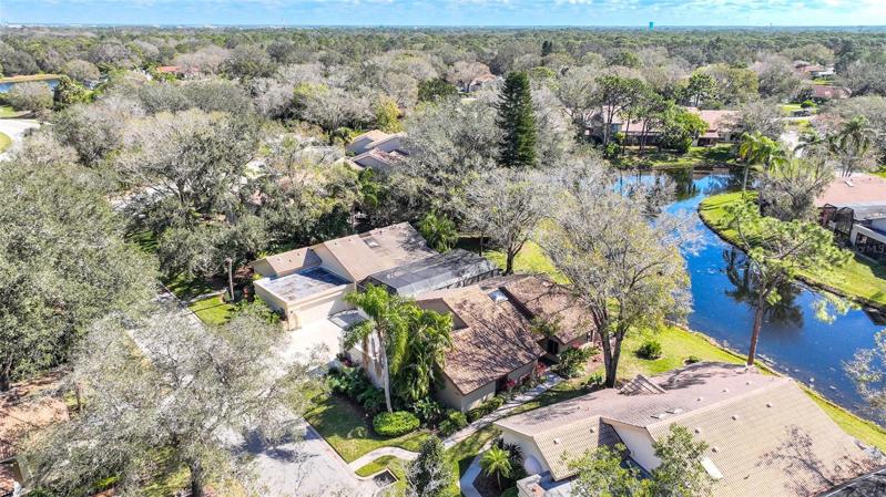 Bird's eye view of the villa and the lake