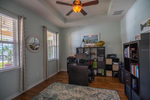 Office is located at front of the home offering natural light.