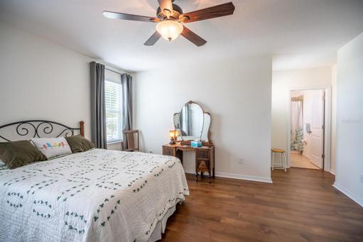 Private bath, walk in closet and windows for natural light.