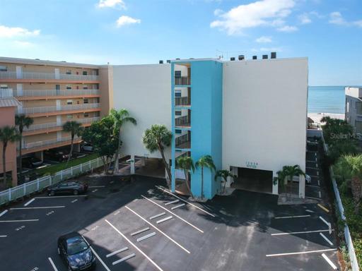 Front of the Sandy Shores condo building located directly on Madeira Beach