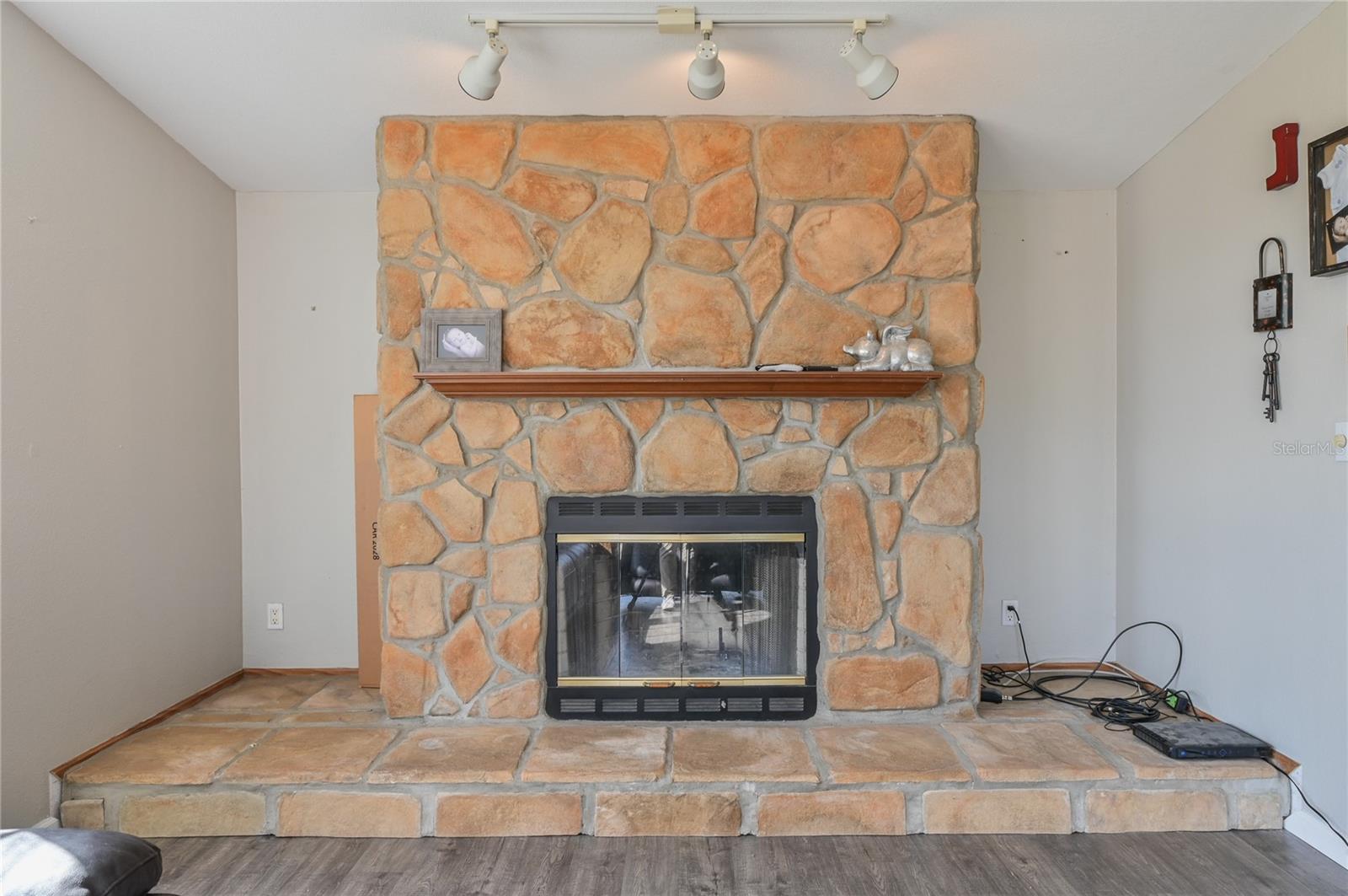 Stone Fireplace in Family Room
