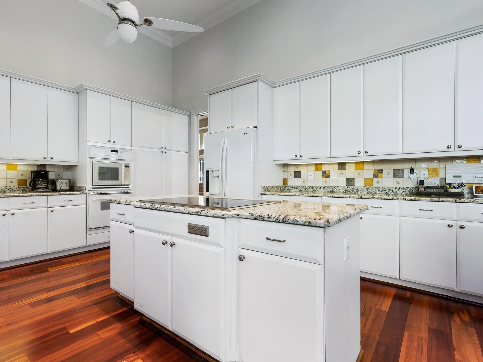 The Brazilian  cherrywood floors really warm up the space