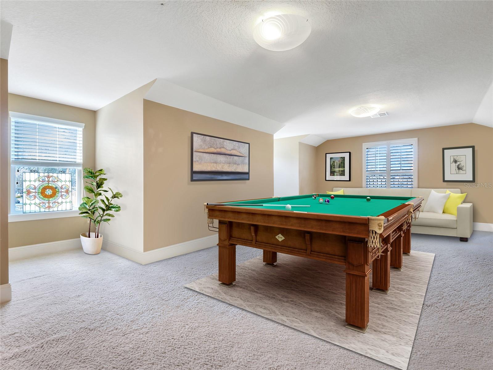 bedroom 7 Game room or In Law Suite w ensuite/Bathroom; Separate Stairs access (virtually stage)