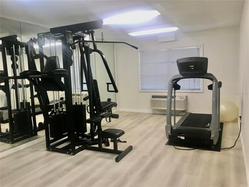 Gym accessible only with key fob, located on second floor.