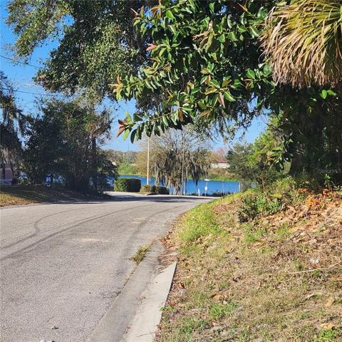 Street view towards end of road and pond
