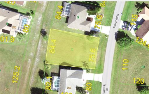 The lot is on a curve in the road. It is wider at the rear of the lot.