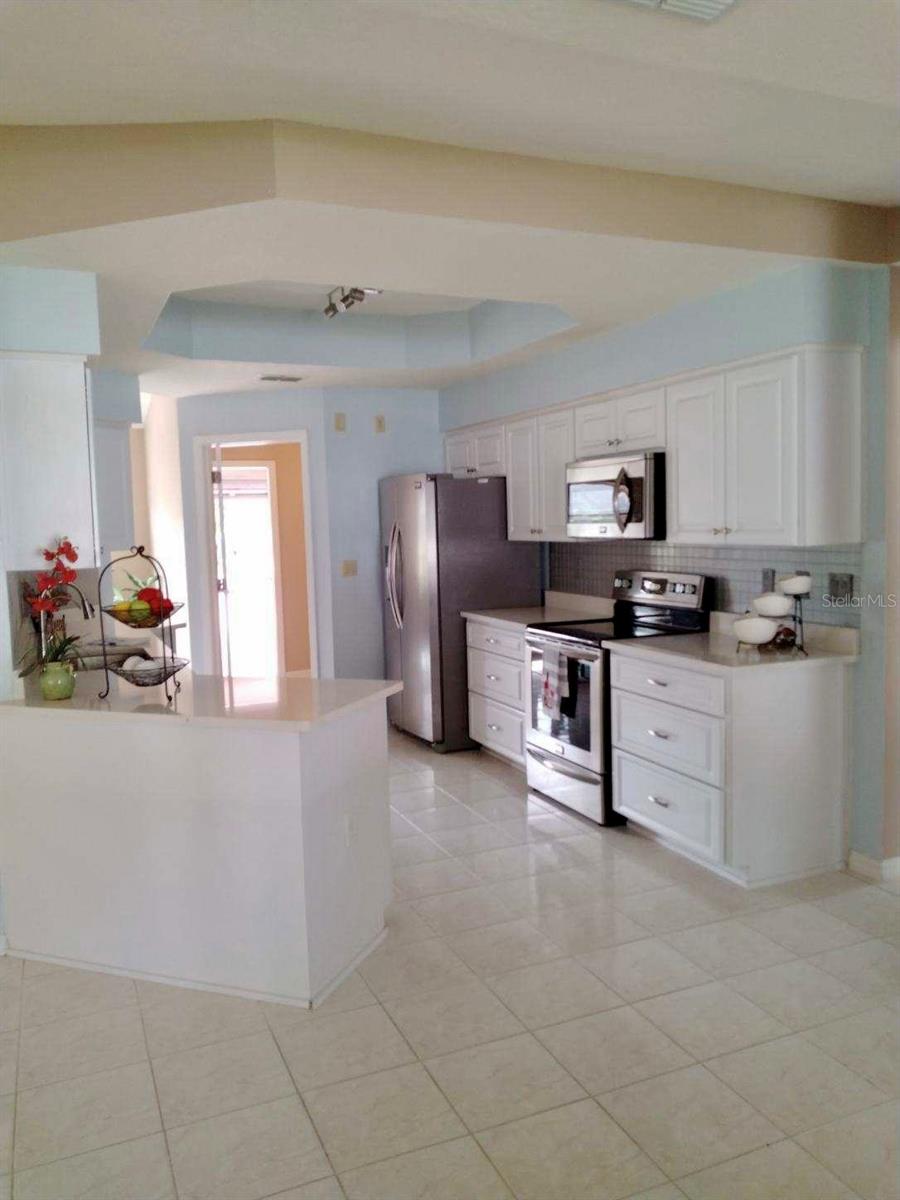 Another look with lights out, notice the color in the trey ceiling, the lights are bright, and does not always show the color in the pictures