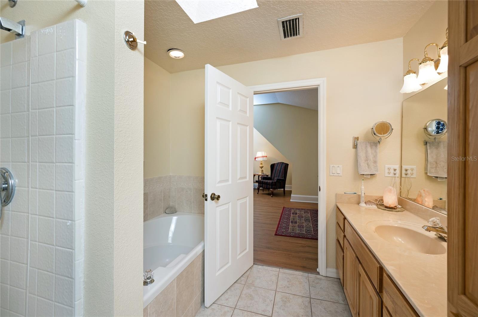 Master bathroom garden tub on second floor.