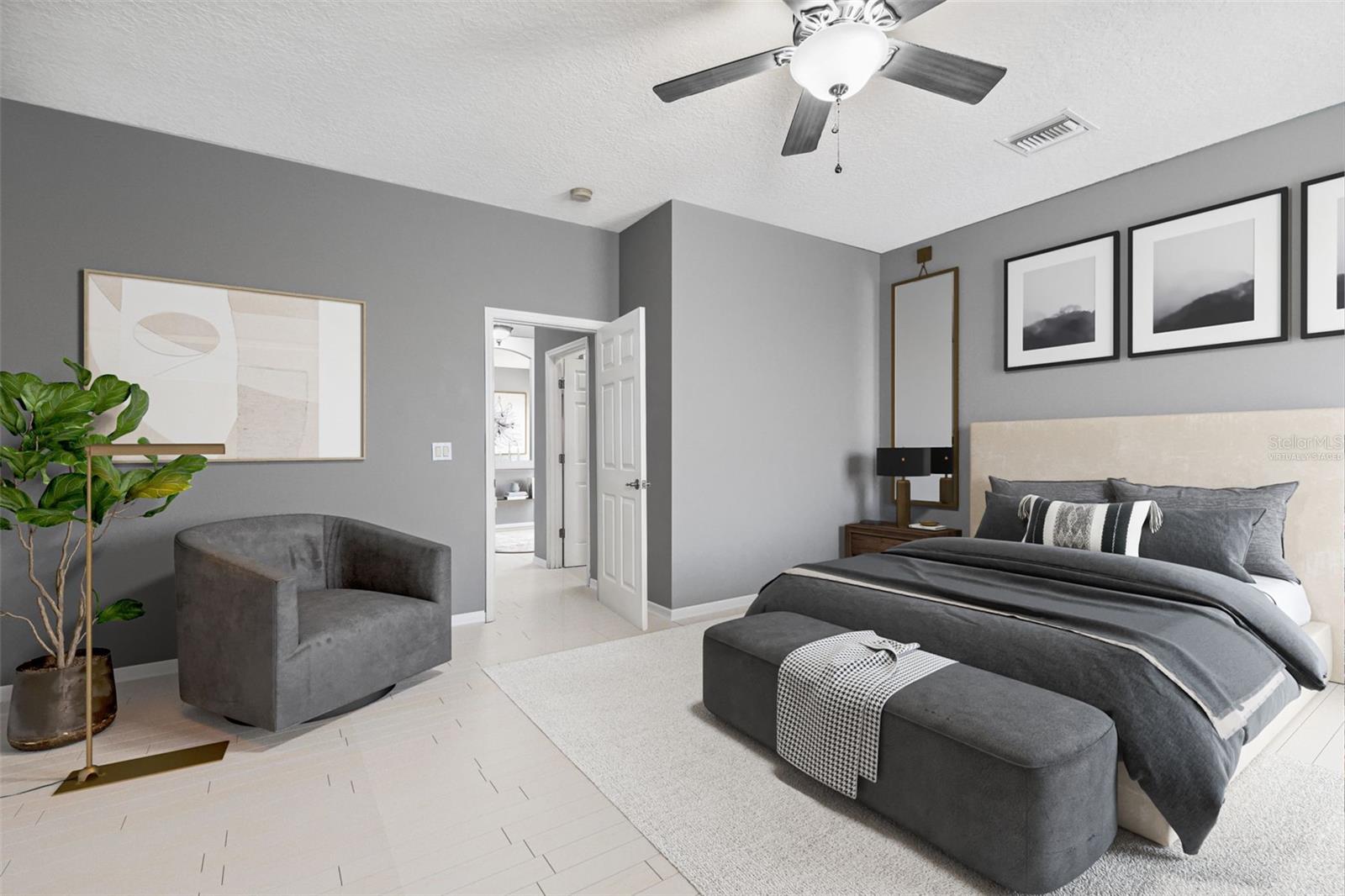 Virtually Staged Primary bedroom