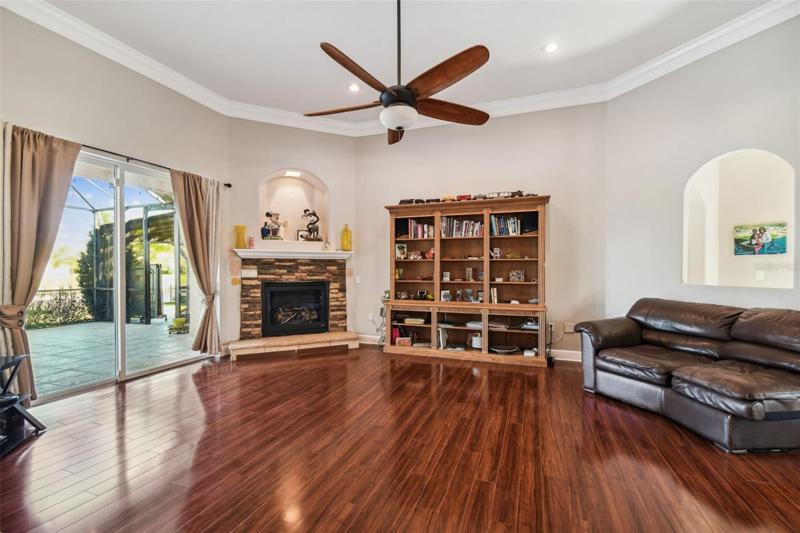 Family Room with warm wood flooring