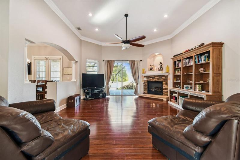 Family room is open to kitchen and kitchen nook