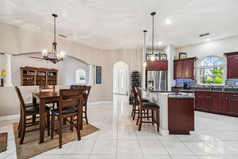 An abundance of natural light flows through the home