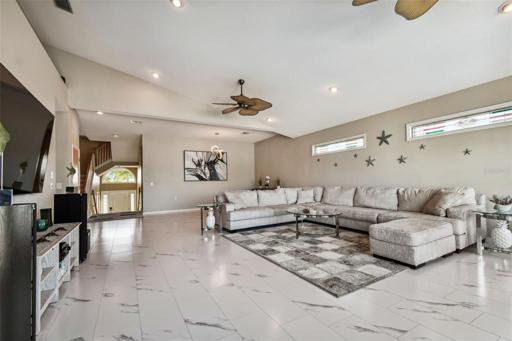 Living room leading into the kitchen