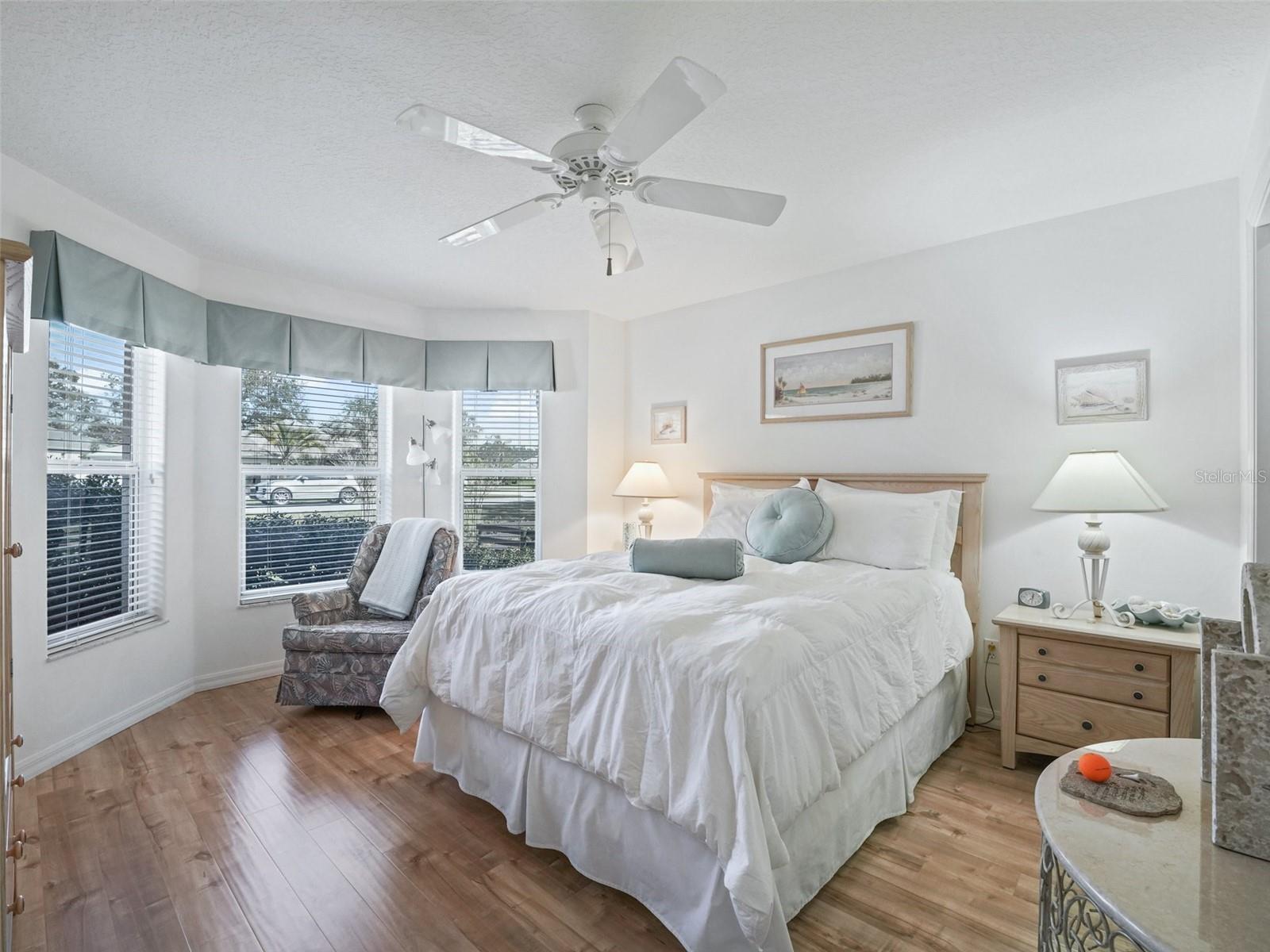 2nd Bedroom - high ceilings and bay window
