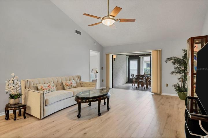 Great room, Vaulted ceiling wood laminate floor, Looking towards the Lania