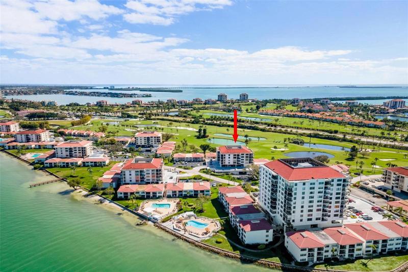 This island community has sweeping waterfront views of Boca Ciega Views from the community pool & hot tub.  You also have partial water views from inside the unit and your balcony.