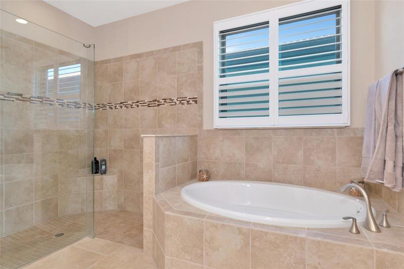 Master bathroom garden tub and walk-in shower