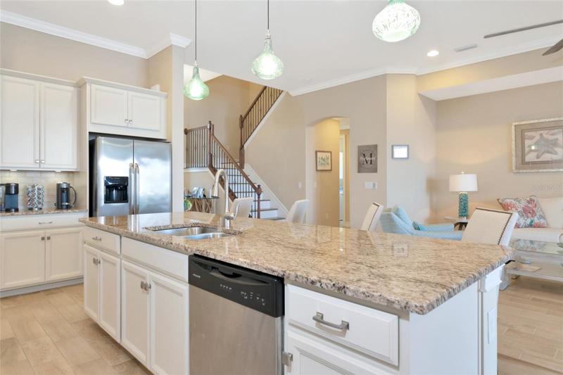 Kitchen over looking living room