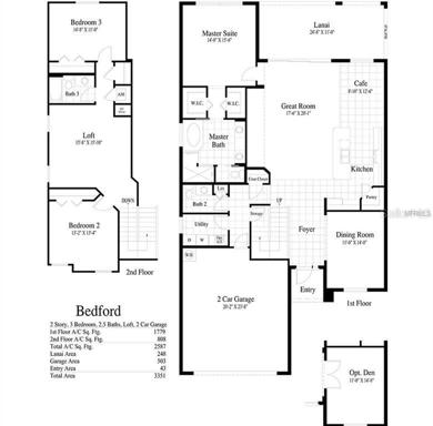 Bedford Floor Plan - master bedroom on first floor