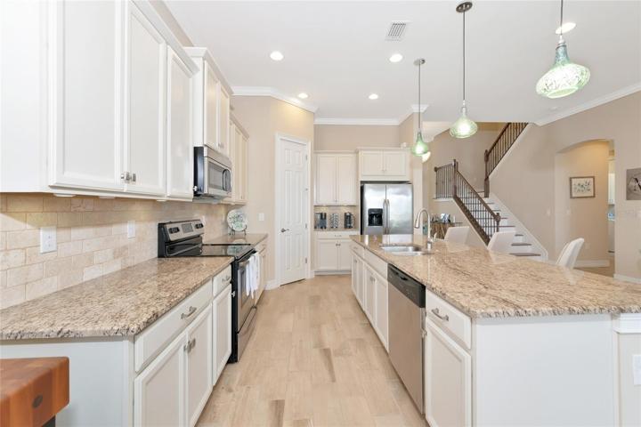 Kitchen with large island.