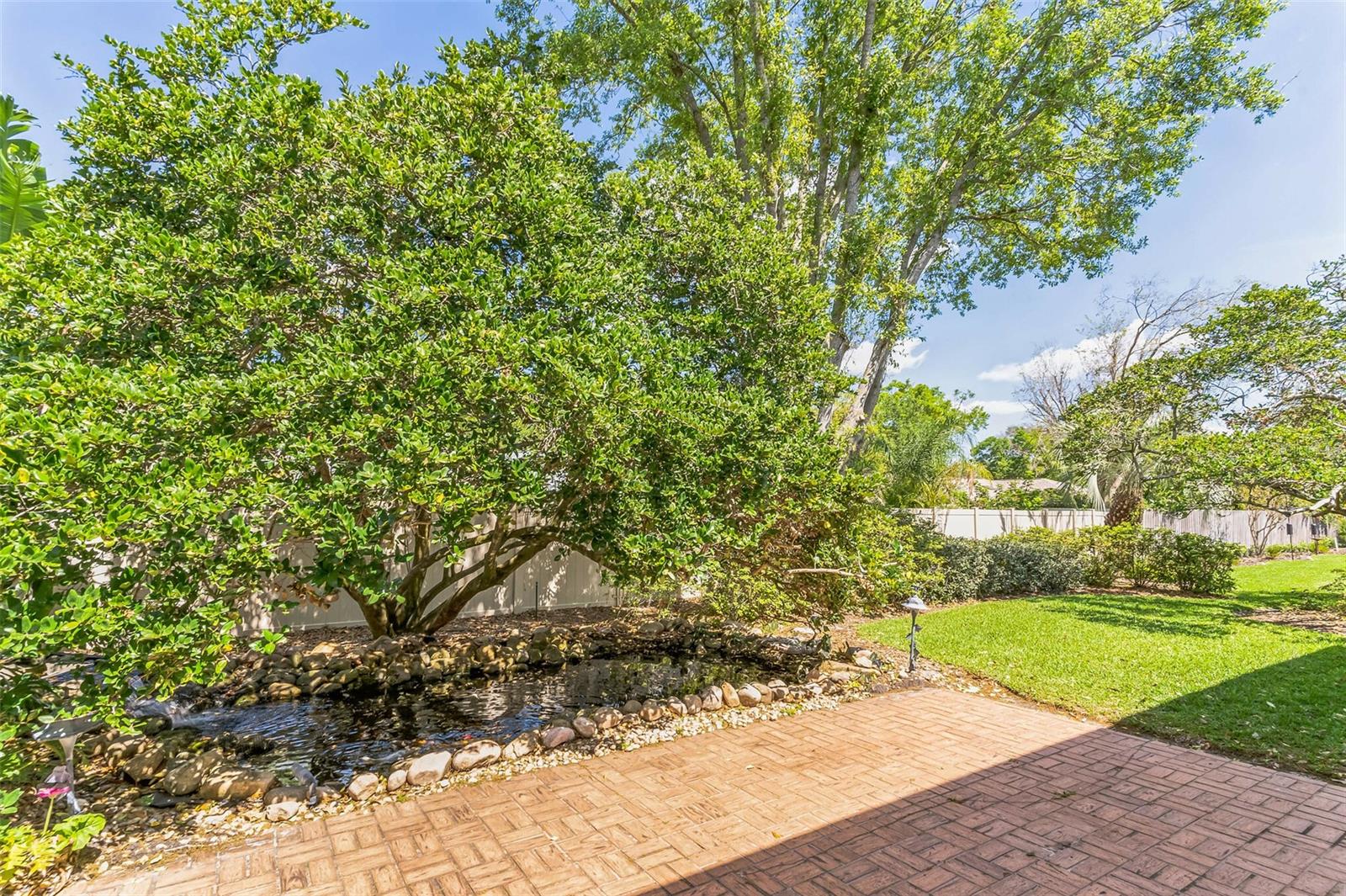 Brick Patio and Koi Pond