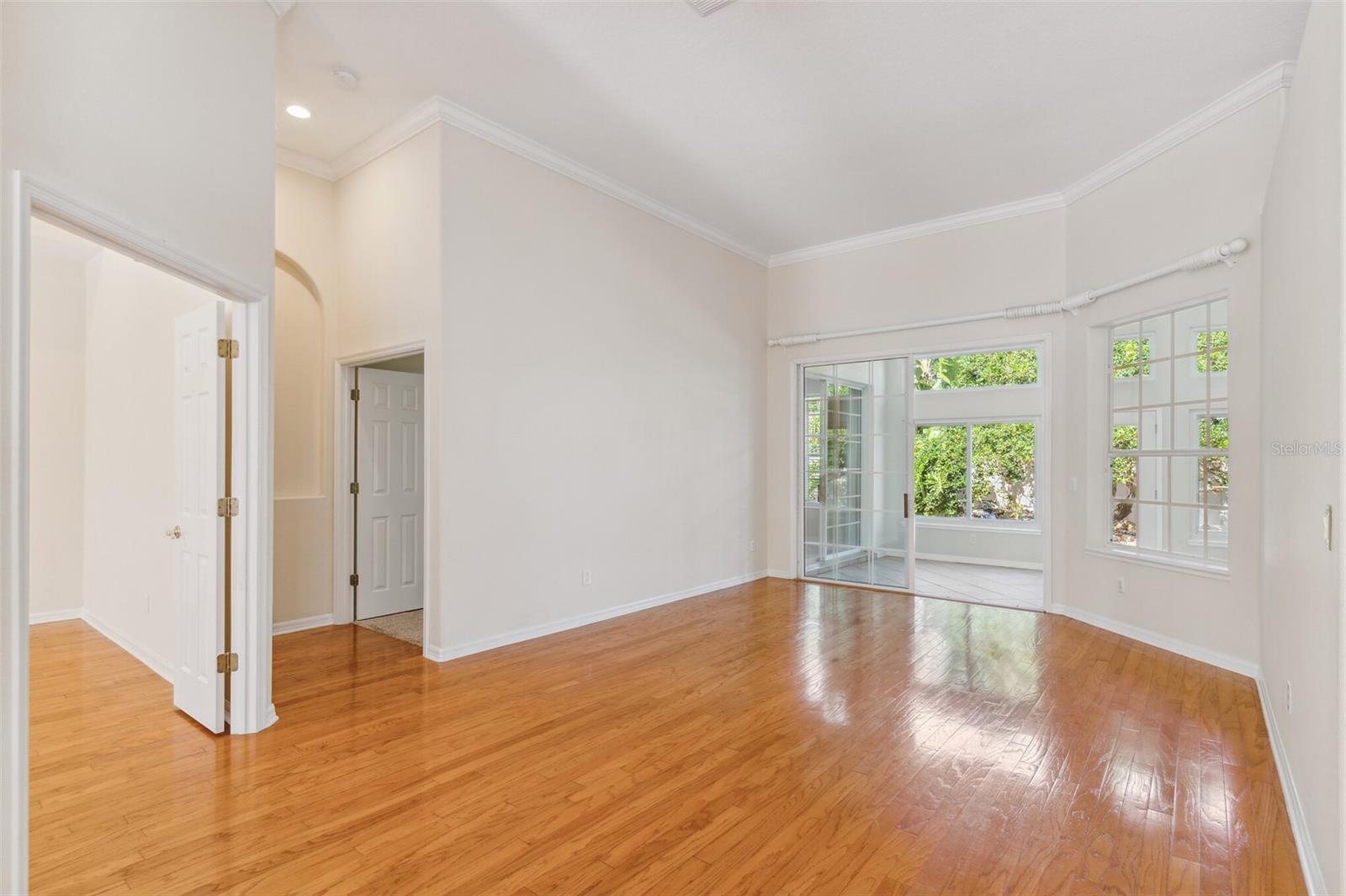Living Room with Sliding Doors to the Sunroom