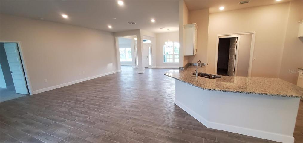 Kitchen and family room
