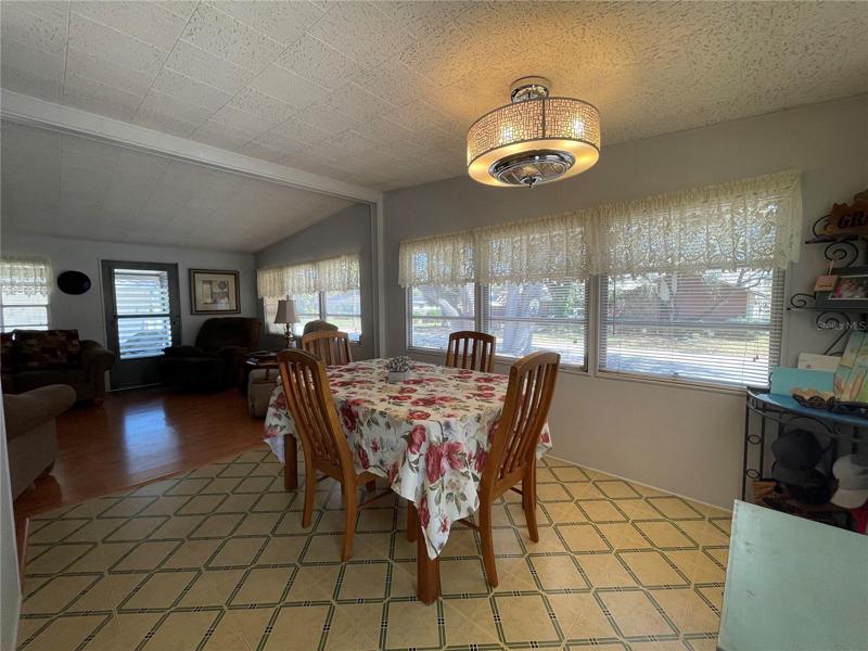 Dining room welcomes you from the carport entrance.
