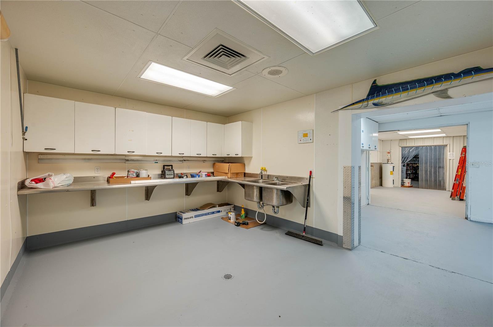 Open storage/prep area off main hallway