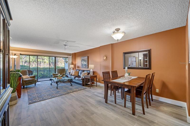 Tile flooring throughout.  Tile has the look of wood plank.