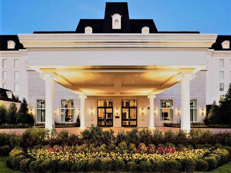 Entrance to Palatial Equestrian Hotel, seven onsite restaurants