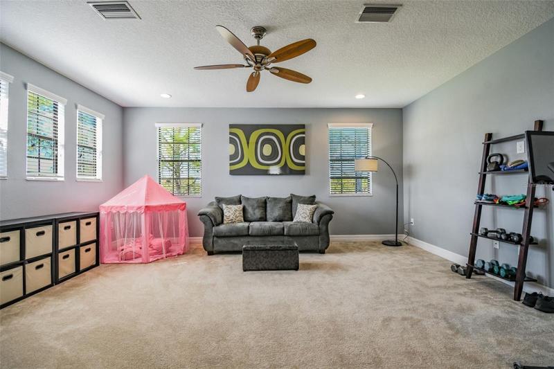 There is a large bonus room on the second floor.