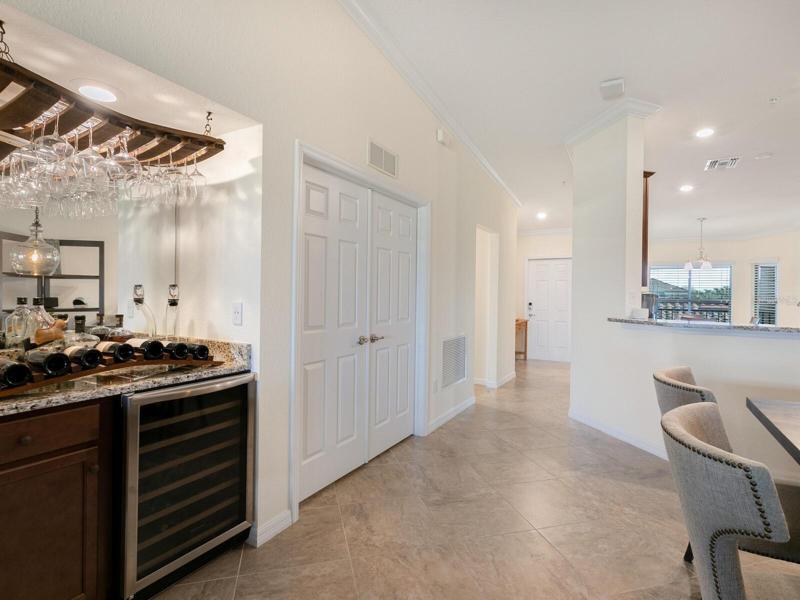 Dry bar with custom wine fridge