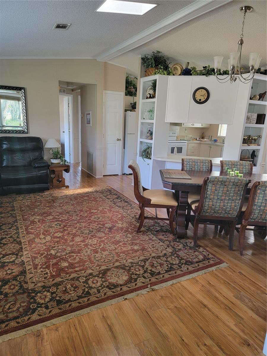 View from family room looking into dining and livingroom.
