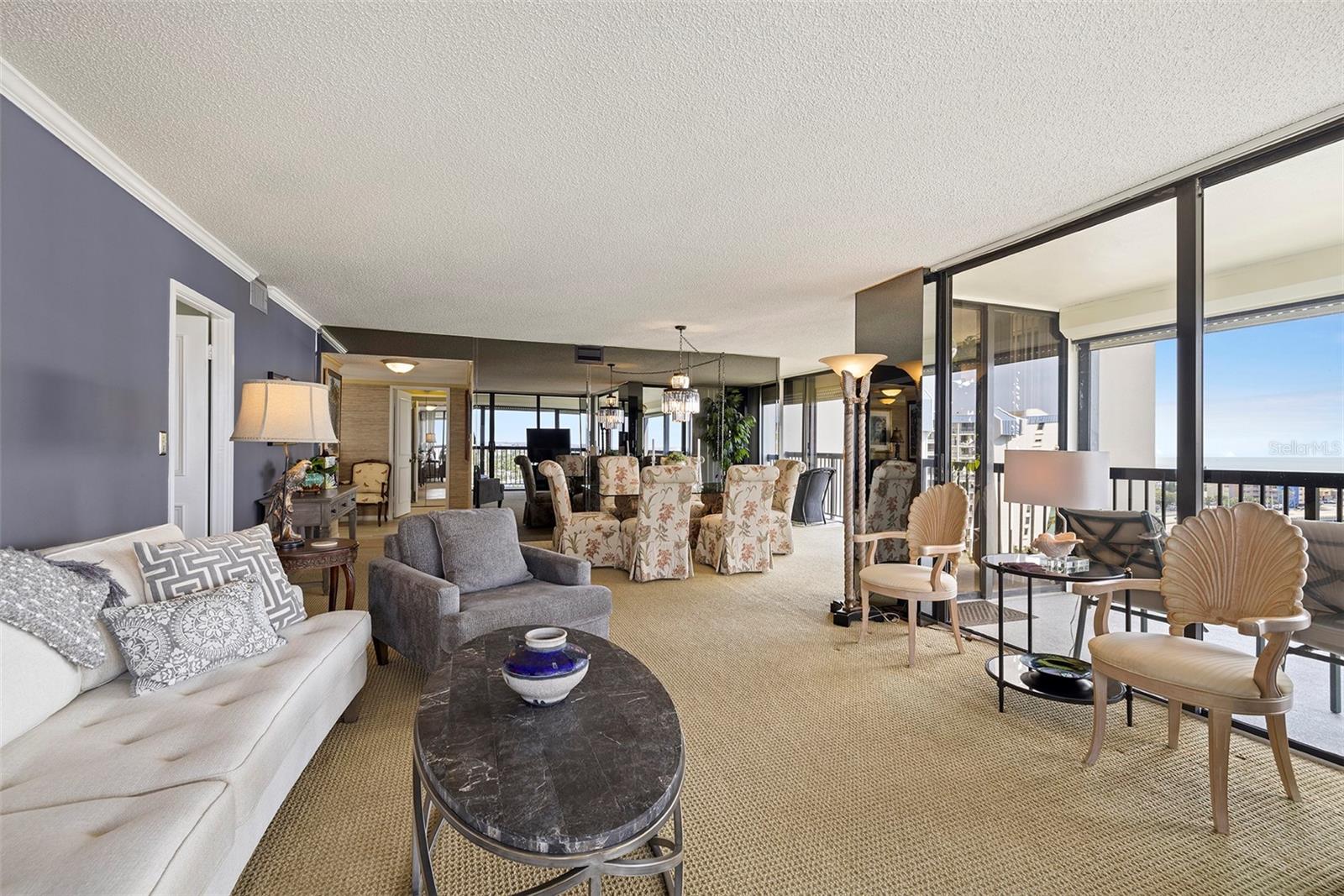 Living and dining areas