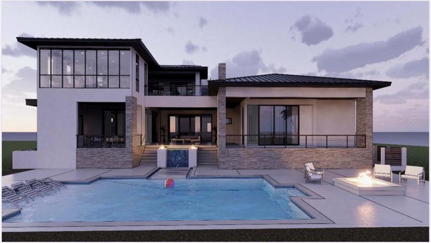 Rending of back yard view of what could be done, with pool