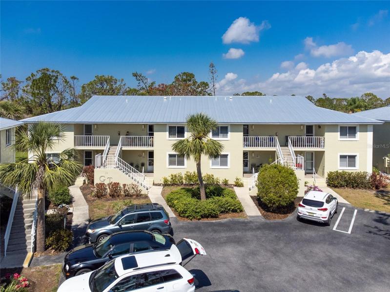 Slightly elevated view of the building. 