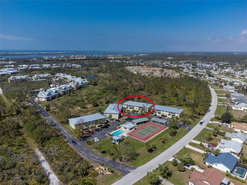 This birds eye view of Golden Tee really shows the general location and privacy behind the units which is the Wildflower preserve!