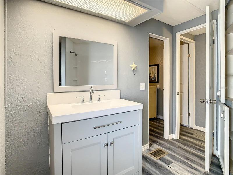new vanity and quartz countertop