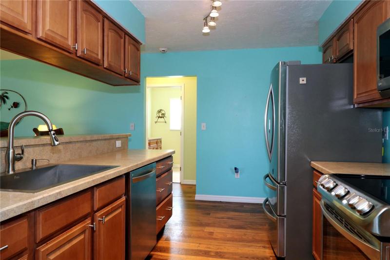 Remodeled kitchen has LG Stainless Steel appliances. 