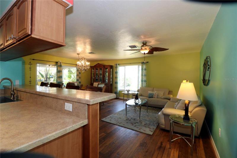 Breakfast bar open to  dining and family room.