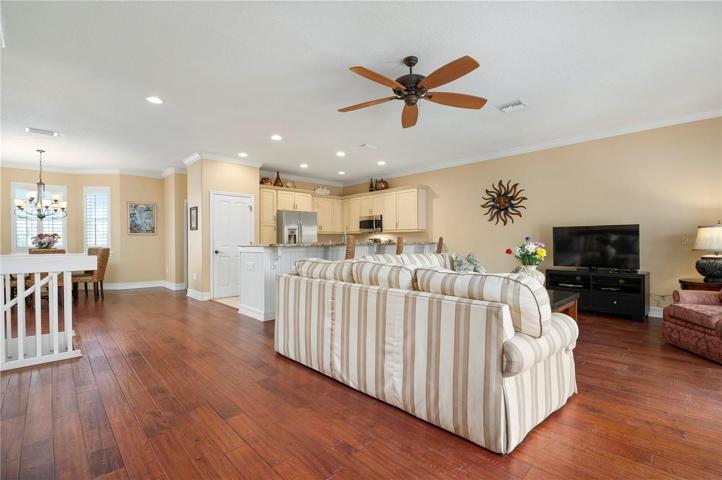 Open concept kitchen, dining and living space