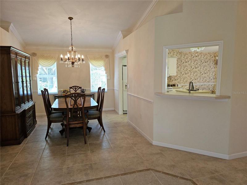 Dining Room with pass thru window to kitchen