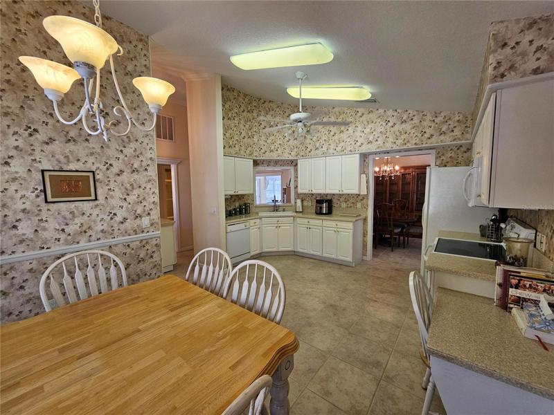 Kitchen with rolling island removed