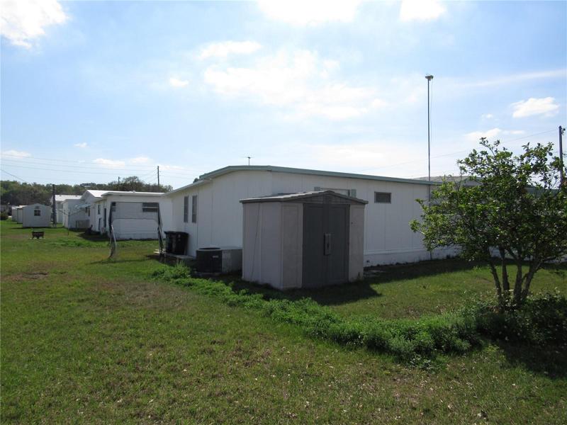 Freestanding storage shed.