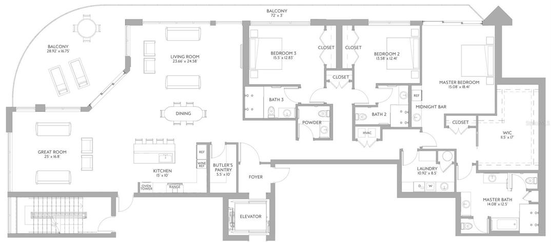 Northwest orientation for the A floorplan