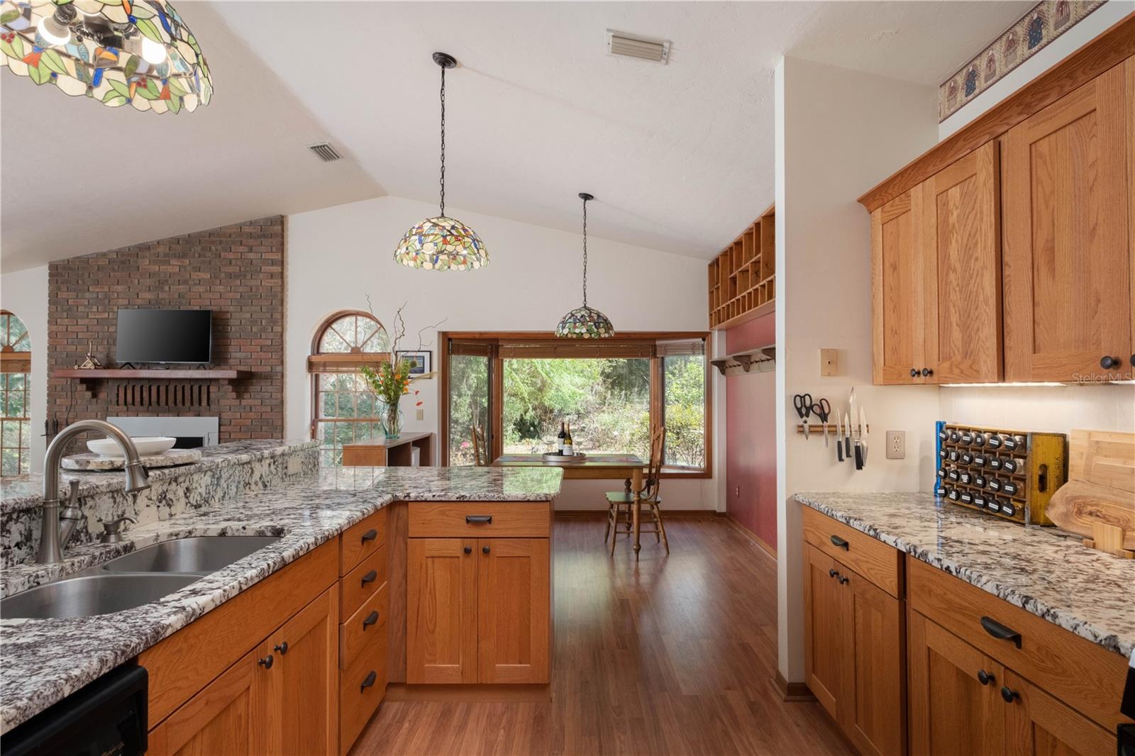 Kitchen with solid oak cabinets, granite tops